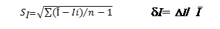 Подпись:  =   		δI=  ΔI/  Ī