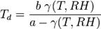 Описание: T_d = \frac {b\ \gamma(T,RH)} {a - \gamma(T,RH)}